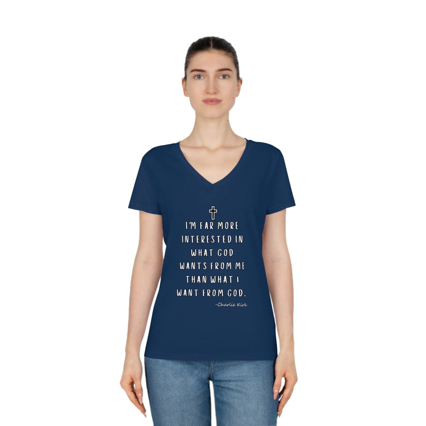 Women's V-Neck T-Shirt -Remembering Charlie Kirk Quote