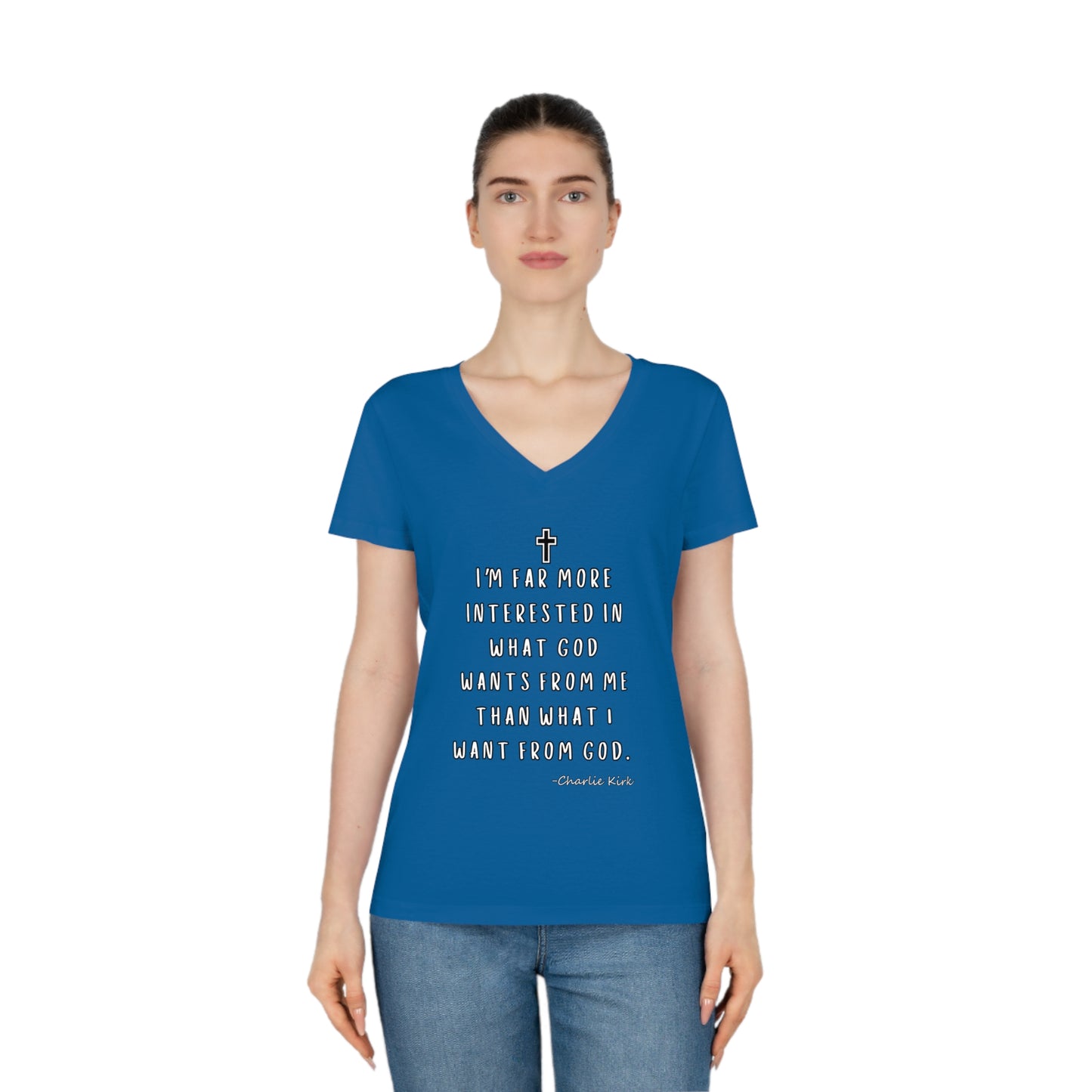 Women's V-Neck T-Shirt -Remembering Charlie Kirk Quote