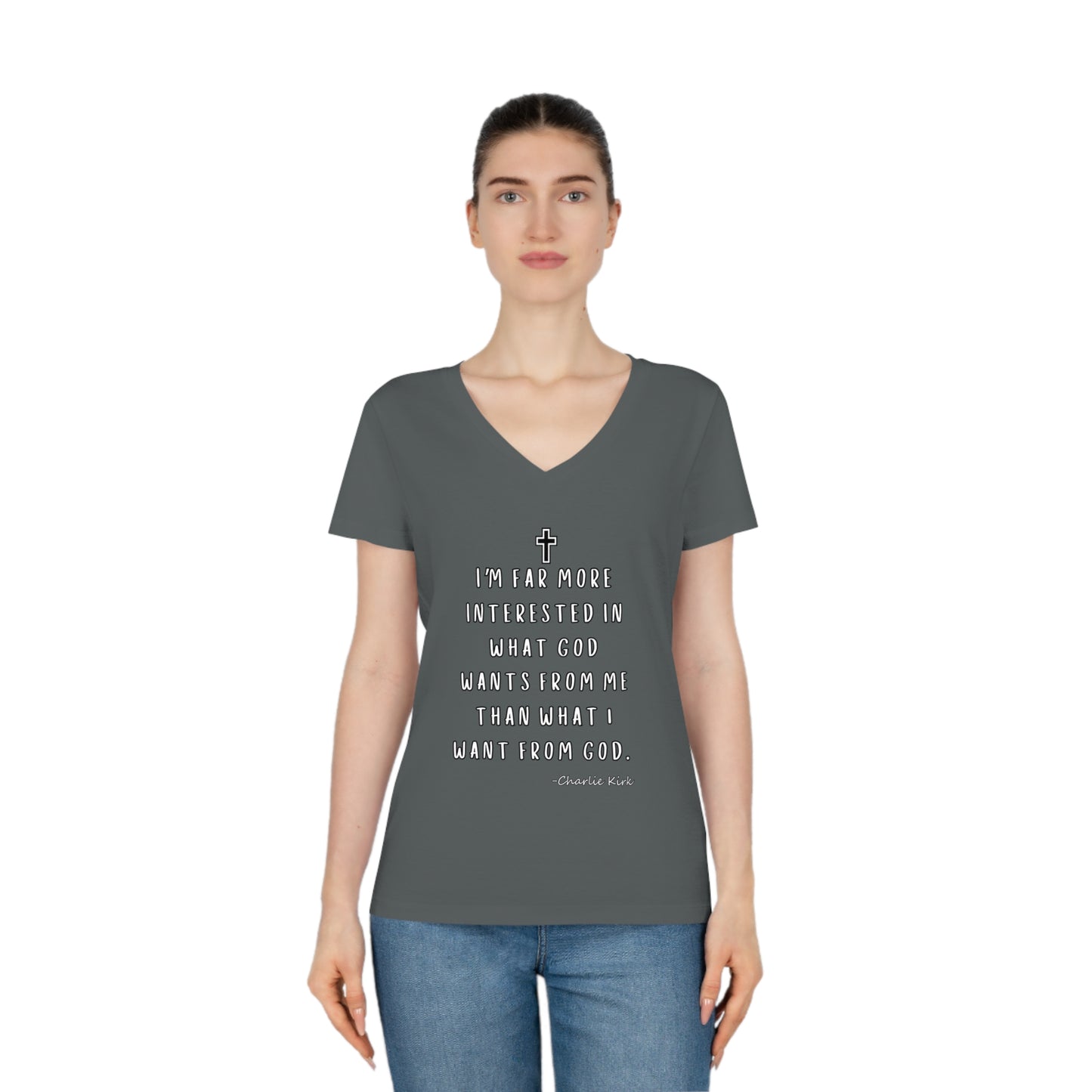 Women's V-Neck T-Shirt -Remembering Charlie Kirk Quote