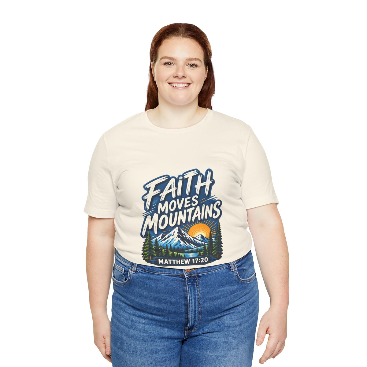 Faith Moves Mountains Matthew 17:20 Christian T-Shirt