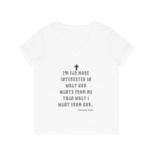 Women's V-Neck T-Shirt -Remembering Charlie Kirk Quote