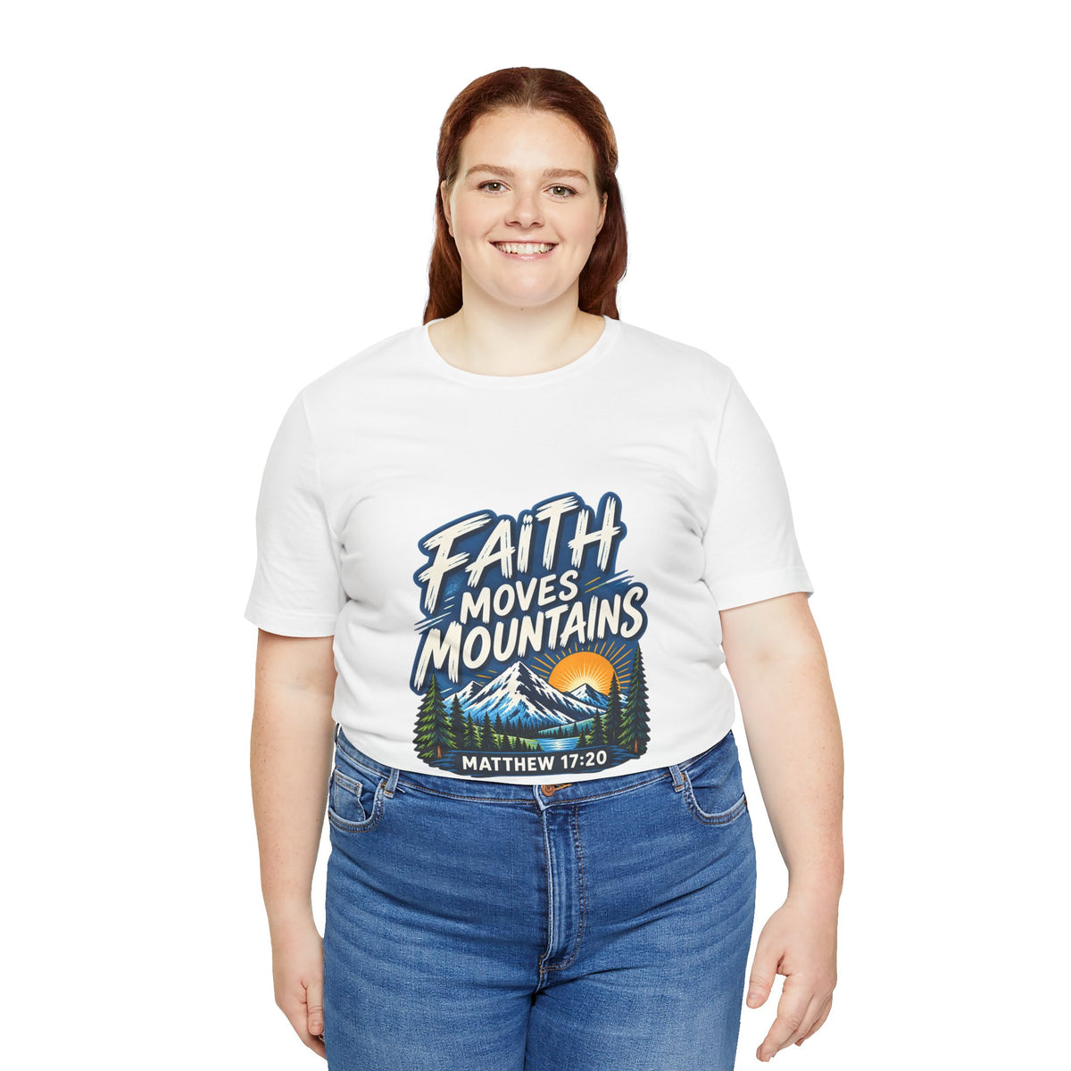 Faith Moves Mountains Matthew 17:20 Christian T-Shirt