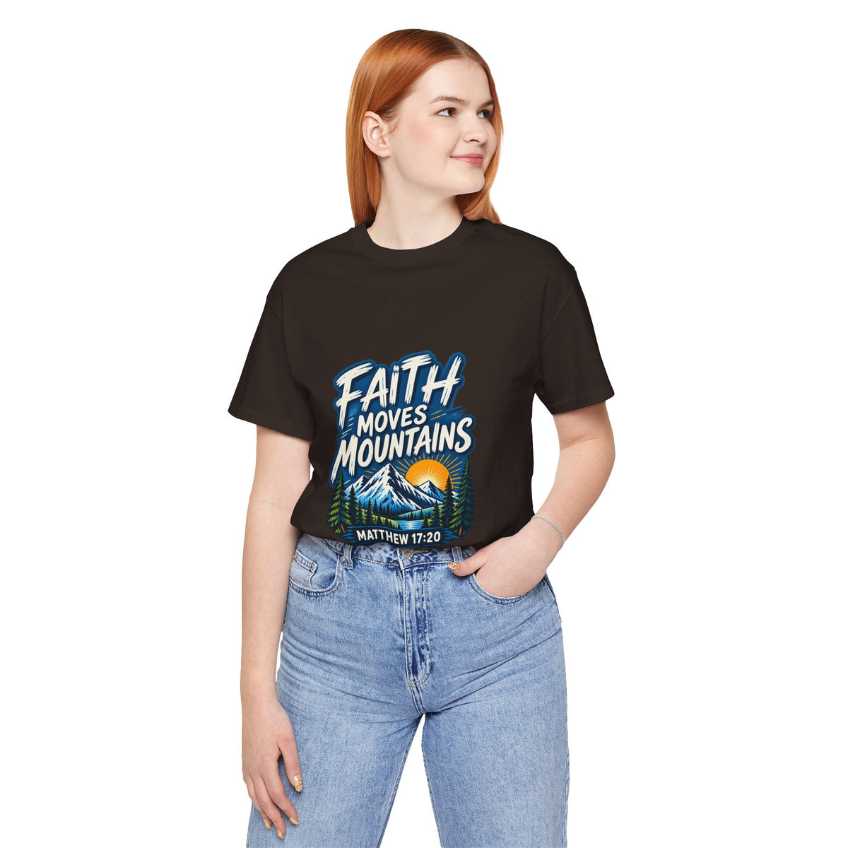 Faith Moves Mountains Matthew 17:20 Christian T-Shirt