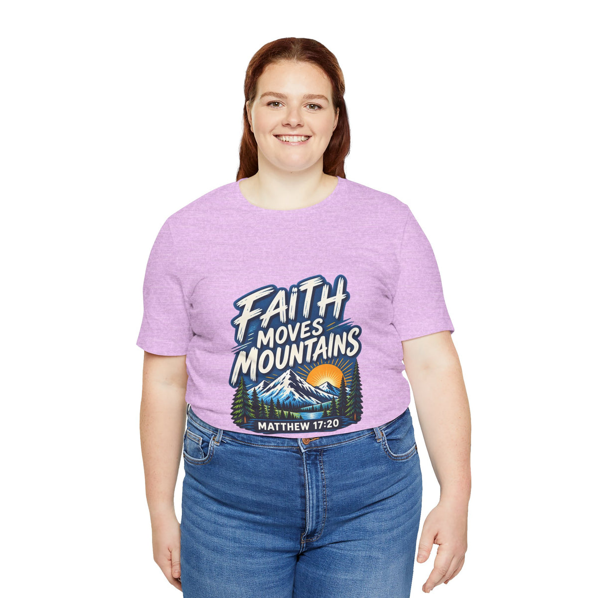 Faith Moves Mountains Matthew 17:20 Christian T-Shirt